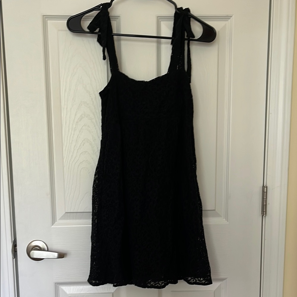 Black Lace Dress with Tie Straps